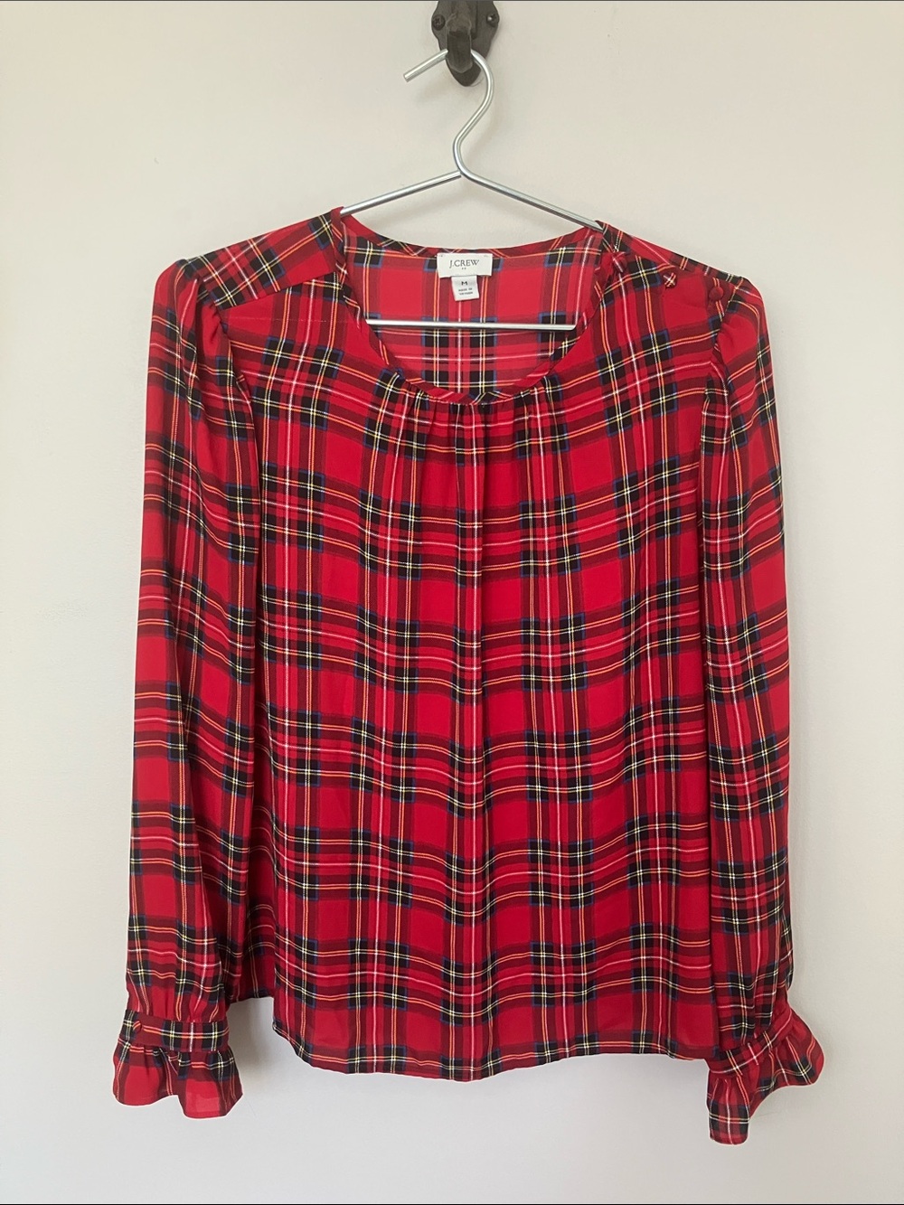 J. Crew Red Tartan Blouse